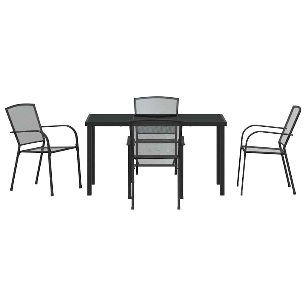Garden Dining Set 5 pcs Anthracite Powder-Coated Steel