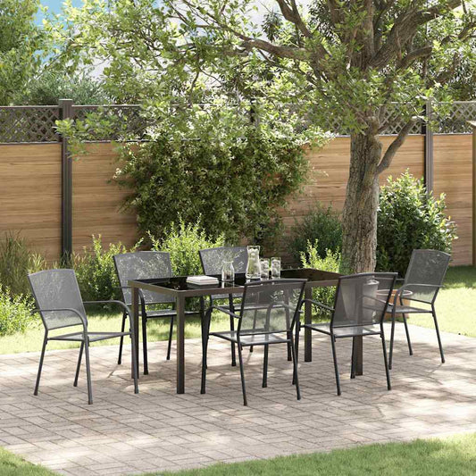 Garden Dining Set 7 pcs Anthracite Powder-Coated Steel