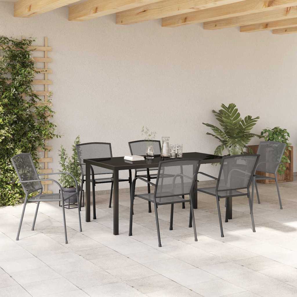 Garden Dining Set 7 pcs Anthracite Powder-Coated Steel