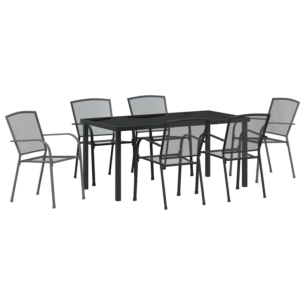 Garden Dining Set 7 pcs Anthracite Powder-Coated Steel