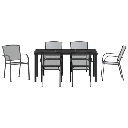 Garden Dining Set 7 pcs Anthracite Powder-Coated Steel
