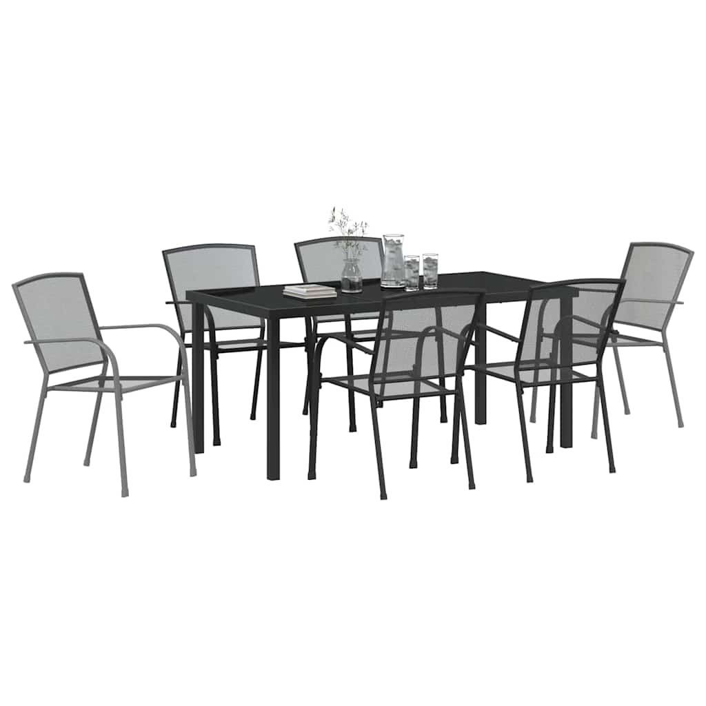 Garden Dining Set 7 pcs Anthracite Powder-Coated Steel