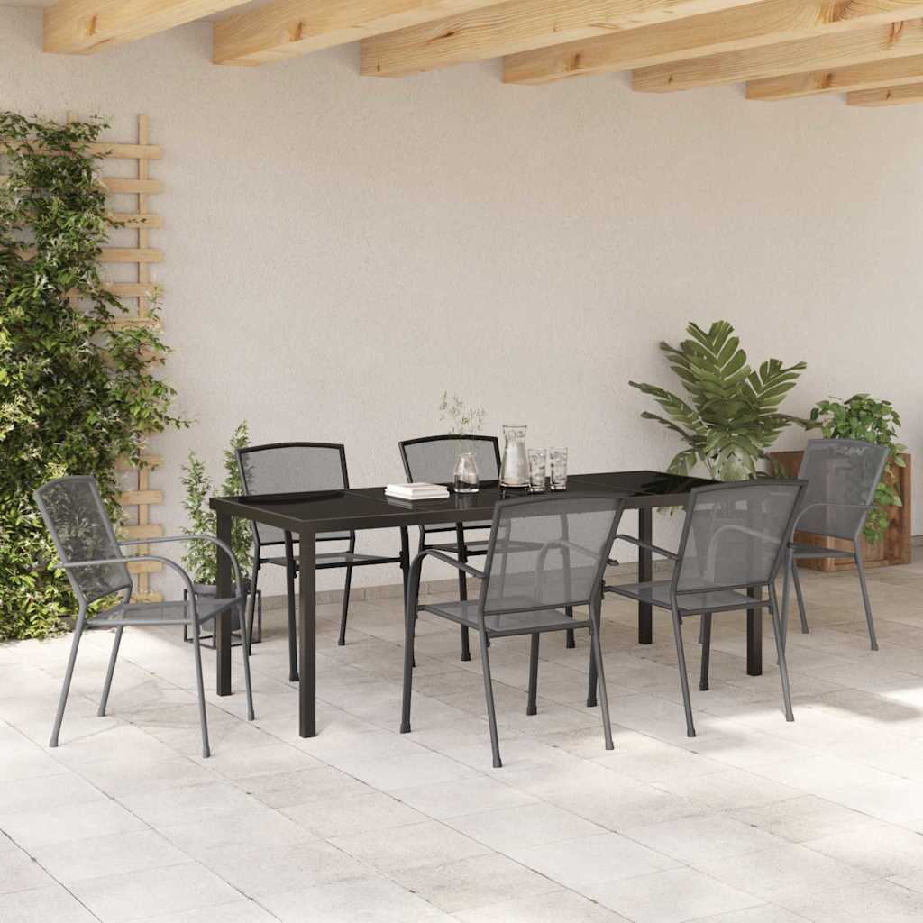Garden Dining Set 7 pcs Anthracite Powder-Coated Steel