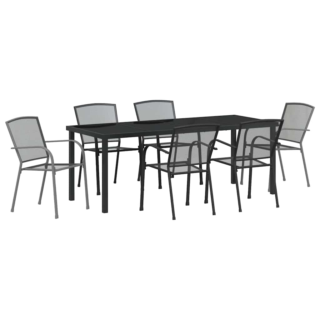 Garden Dining Set 7 pcs Anthracite Powder-Coated Steel