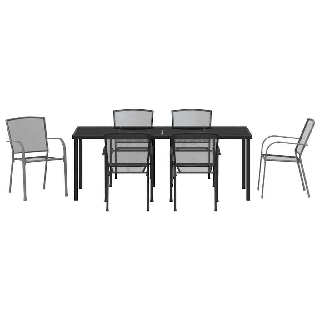 Garden Dining Set 7 pcs Anthracite Powder-Coated Steel