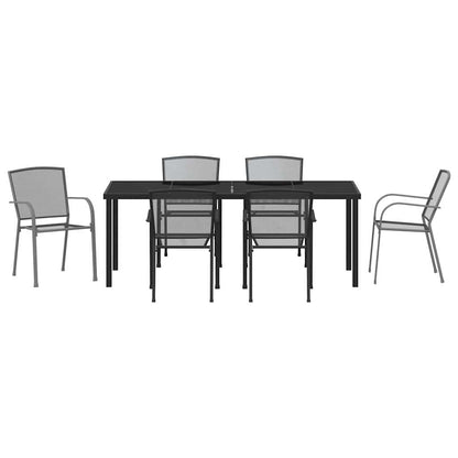 Garden Dining Set 7 pcs Anthracite Powder-Coated Steel