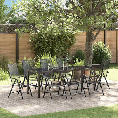 Garden Dining Set 9 pcs Anthracite Powder-Coated Steel