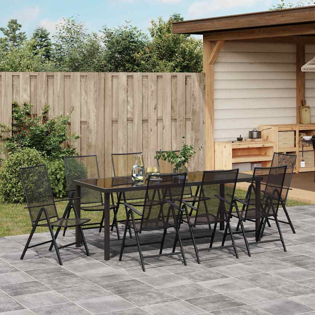 Garden Dining Set 9 pcs Anthracite Powder-Coated Steel