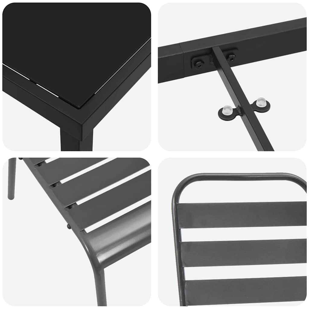 Garden Dining Set 7 pcs Anthracite Powder-Coated Steel