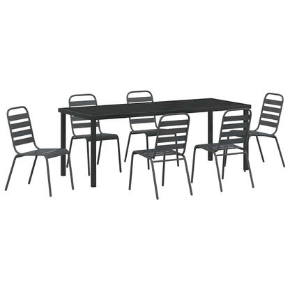 Garden Dining Set 7 pcs Anthracite Powder-Coated Steel