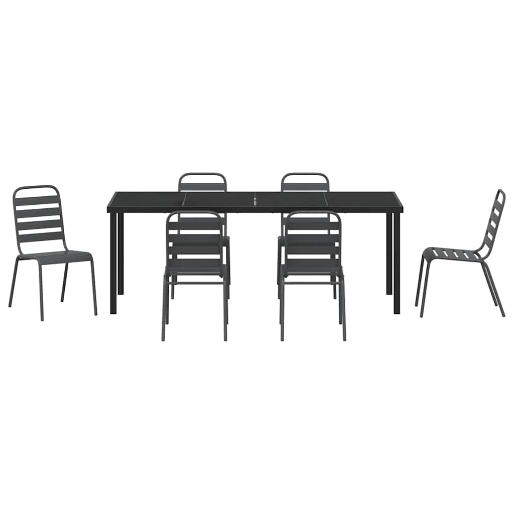 Garden Dining Set 7 pcs Anthracite Powder-Coated Steel