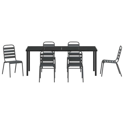 Garden Dining Set 7 pcs Anthracite Powder-Coated Steel