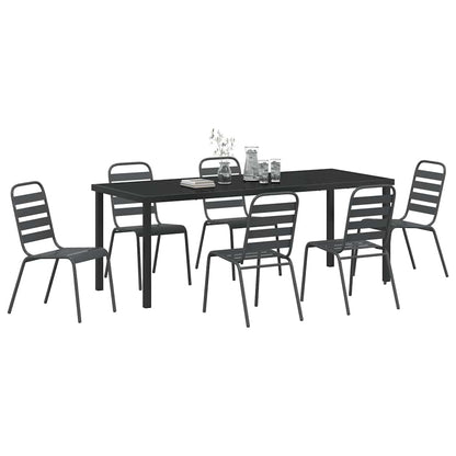Garden Dining Set 7 pcs Anthracite Powder-Coated Steel