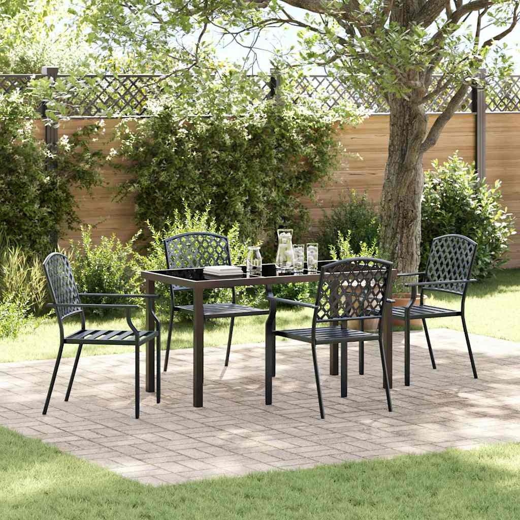Garden Dining Set 5 pcs Anthracite Powder-Coated Steel