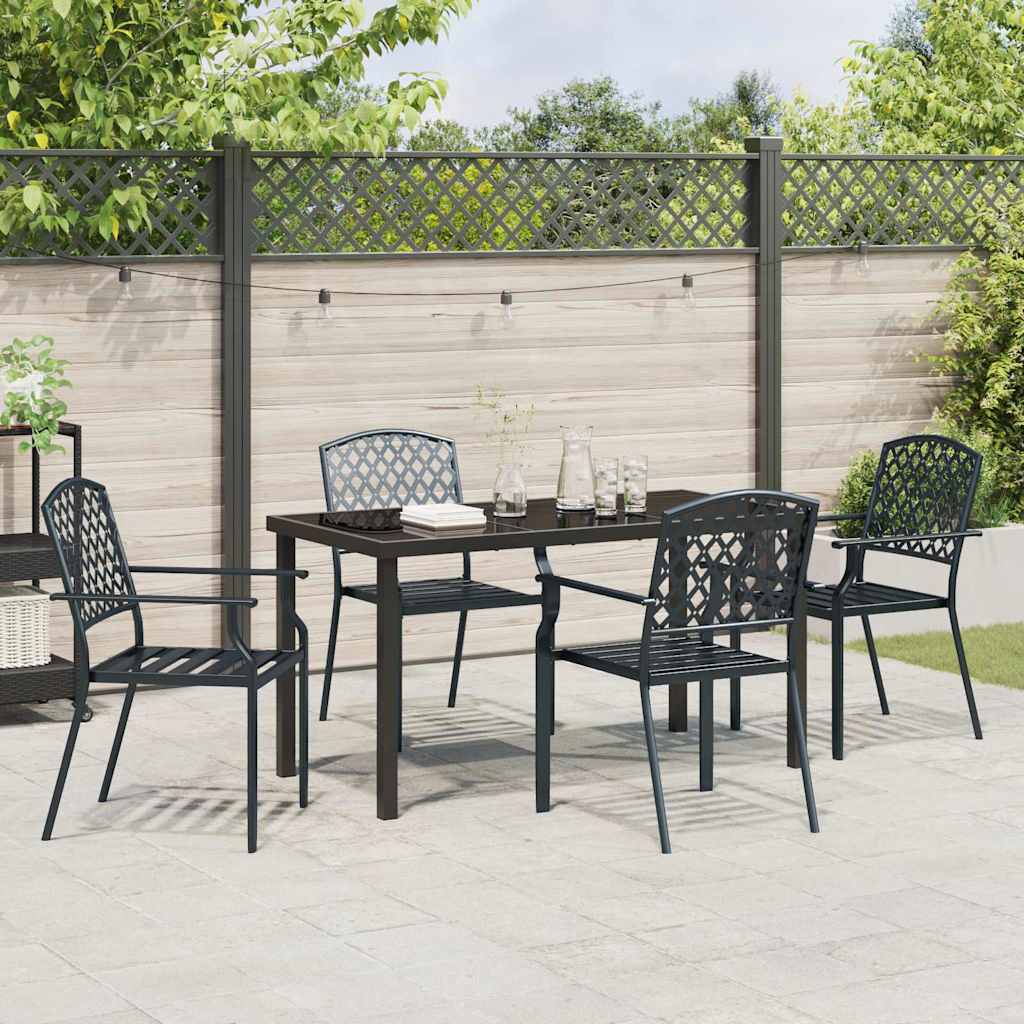 Garden Dining Set 5 pcs Anthracite Powder-Coated Steel