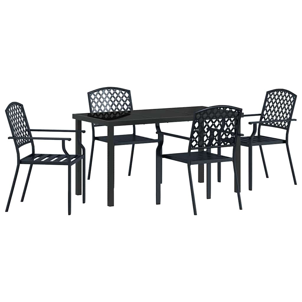 Garden Dining Set 5 pcs Anthracite Powder-Coated Steel