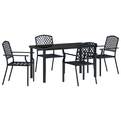 Garden Dining Set 5 pcs Anthracite Powder-Coated Steel