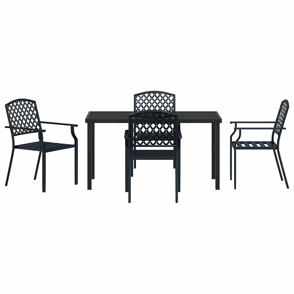 Garden Dining Set 5 pcs Anthracite Powder-Coated Steel