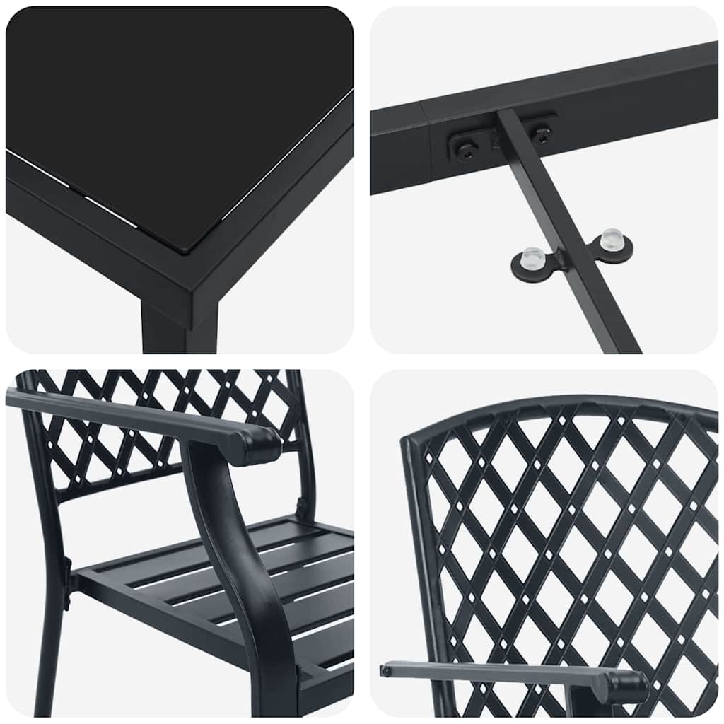 Garden Dining Set 7 pcs Anthracite Powder-Coated Steel