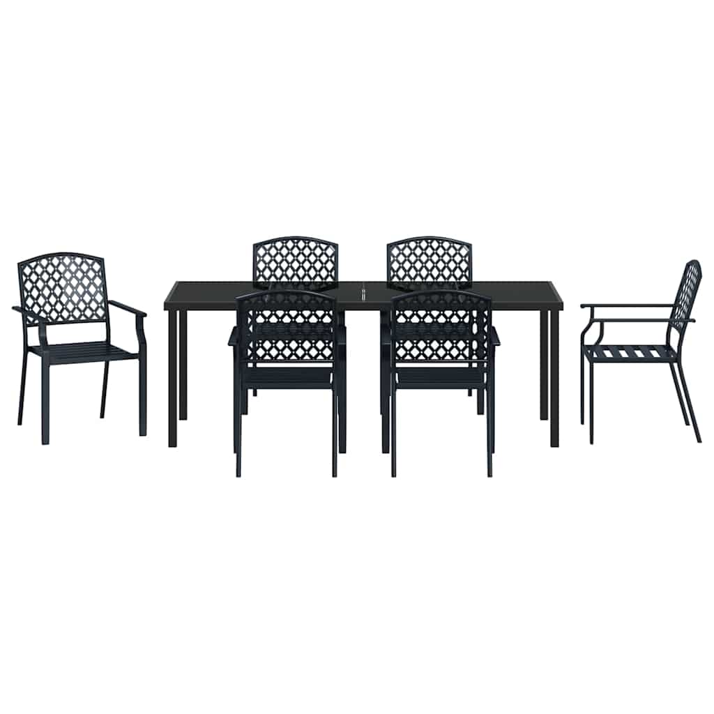 Garden Dining Set 7 pcs Anthracite Powder-Coated Steel