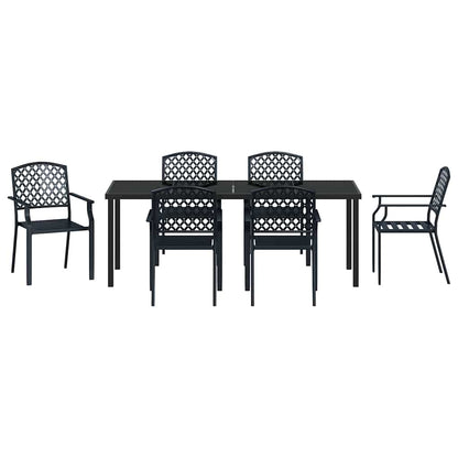 Garden Dining Set 7 pcs Anthracite Powder-Coated Steel