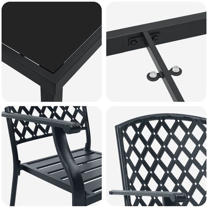 Garden Dining Set 9 pcs Anthracite Powder-Coated Steel