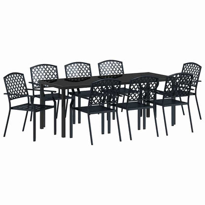Garden Dining Set 9 pcs Anthracite Powder-Coated Steel