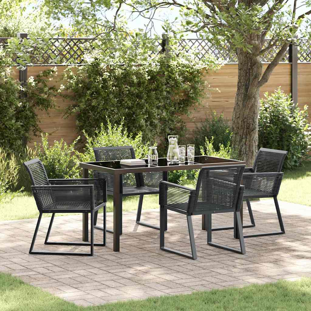 Garden Dining Set 5 pcs Black Powder-Coated Steel