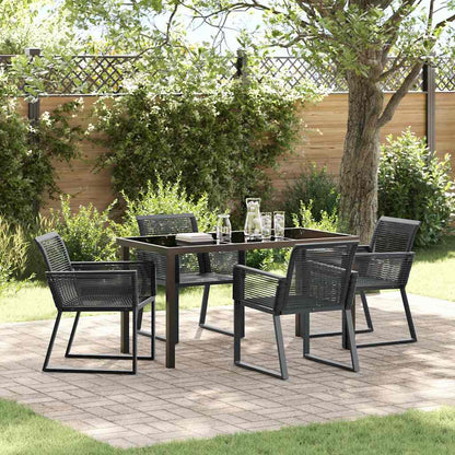 Garden Dining Set 5 pcs Black Powder-Coated Steel