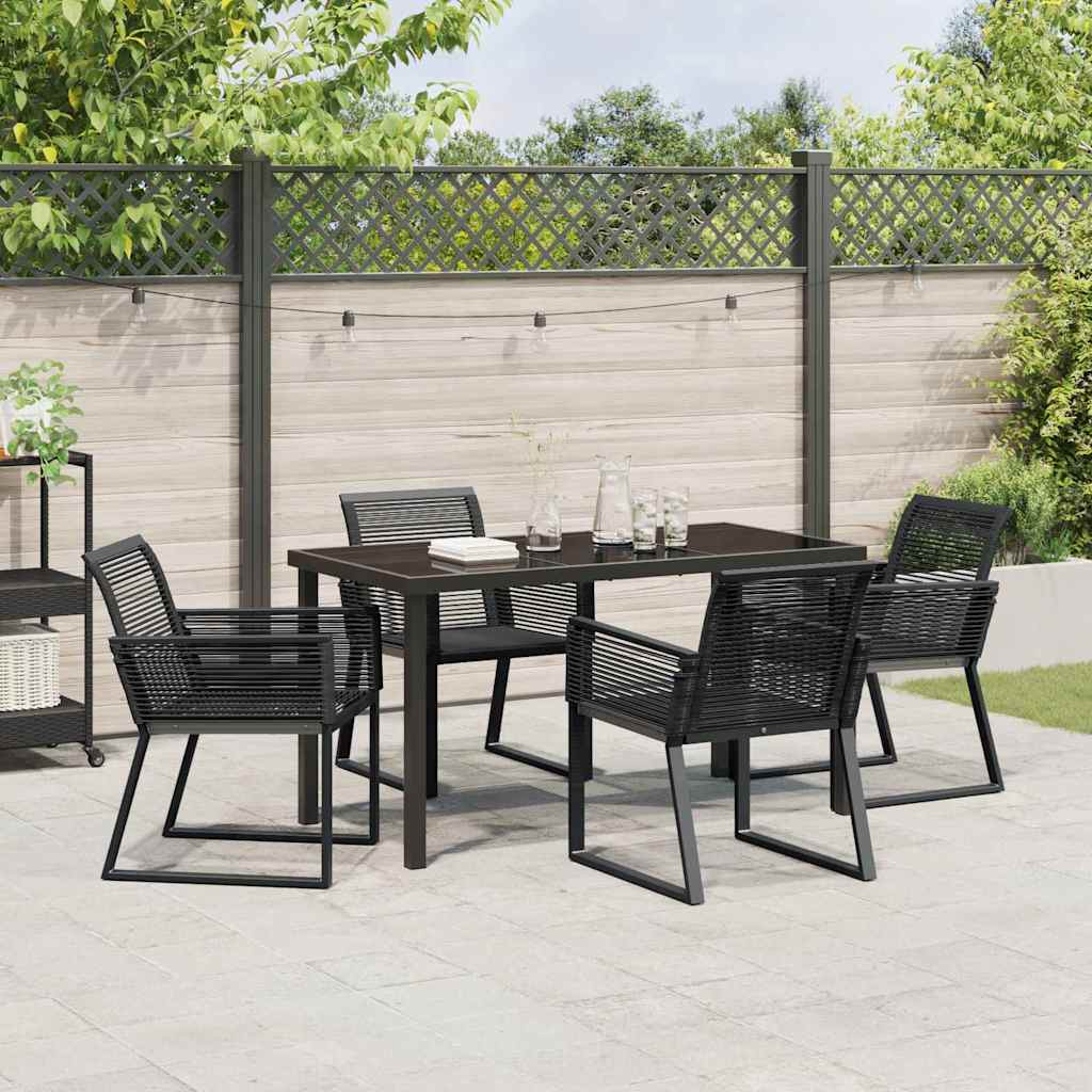Garden Dining Set 5 pcs Black Powder-Coated Steel
