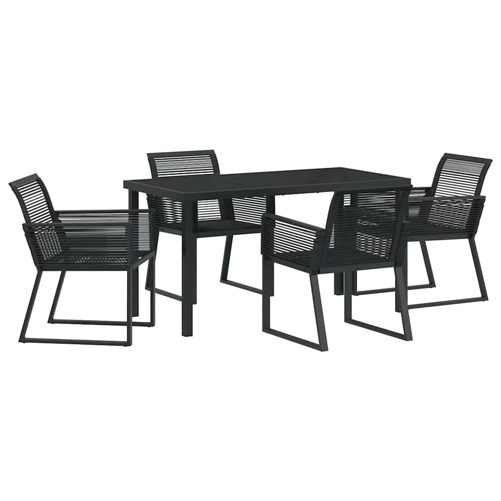 Garden Dining Set 5 pcs Black Powder-Coated Steel