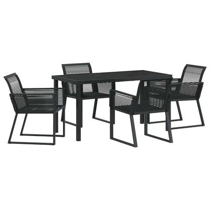 Garden Dining Set 5 pcs Black Powder-Coated Steel