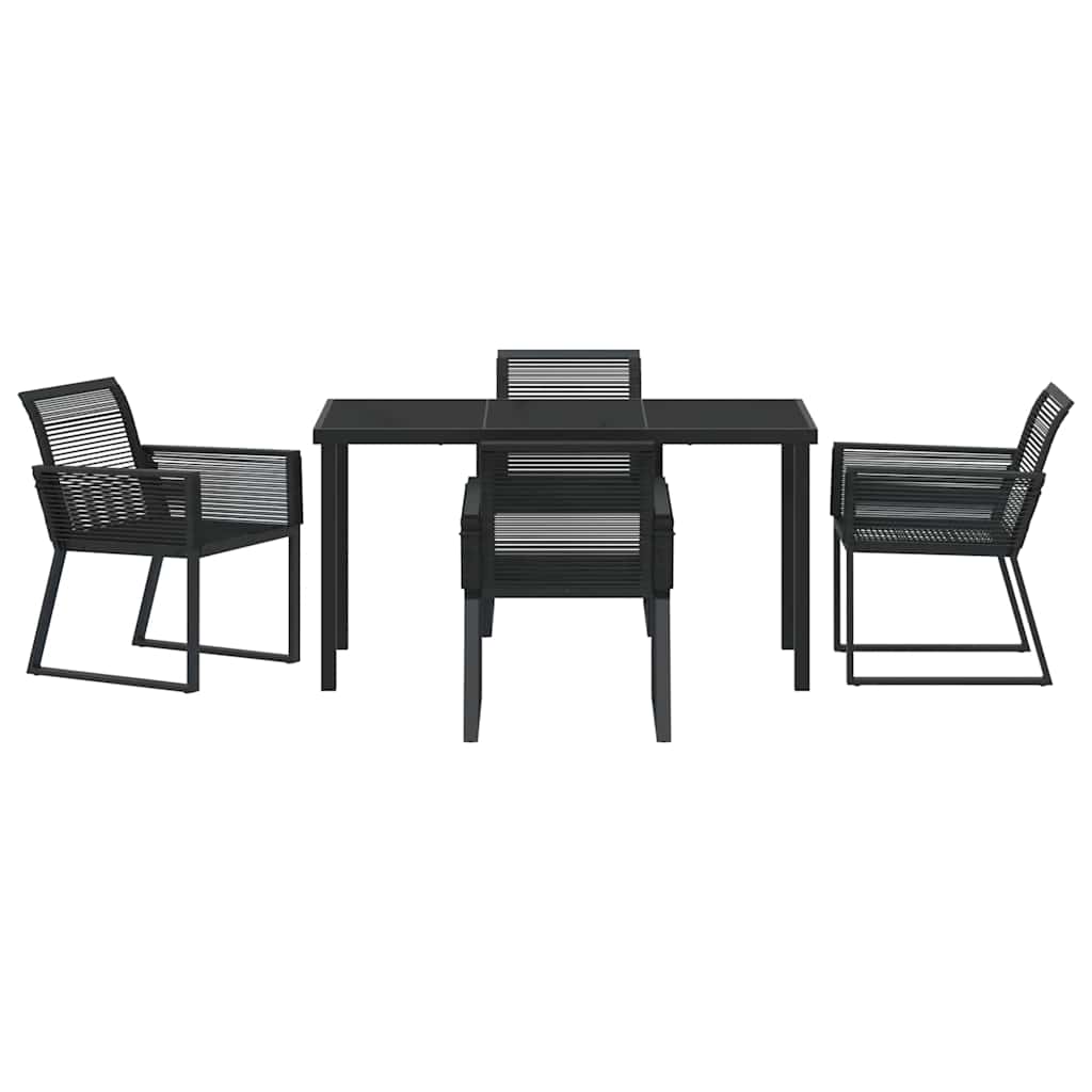 Garden Dining Set 5 pcs Black Powder-Coated Steel