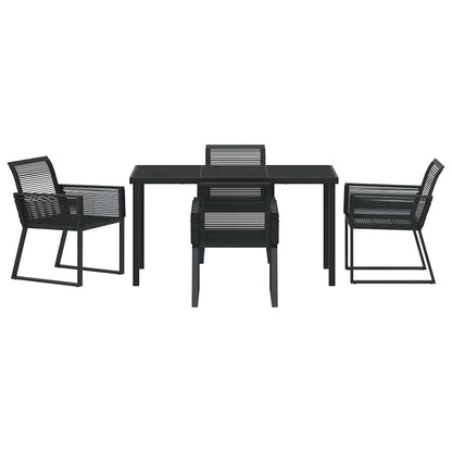 Garden Dining Set 5 pcs Black Powder-Coated Steel