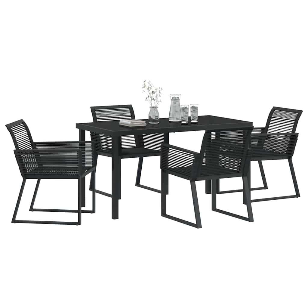 Garden Dining Set 5 pcs Black Powder-Coated Steel
