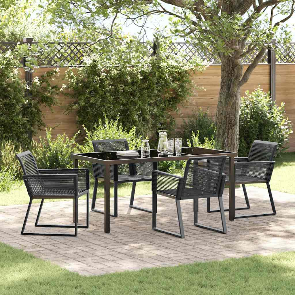 Garden Dining Set 5 pcs Black Powder-Coated Steel