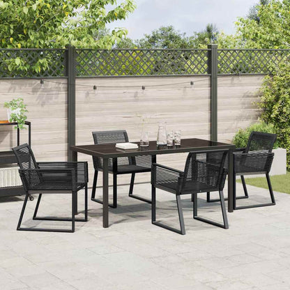 Garden Dining Set 5 pcs Black Powder-Coated Steel