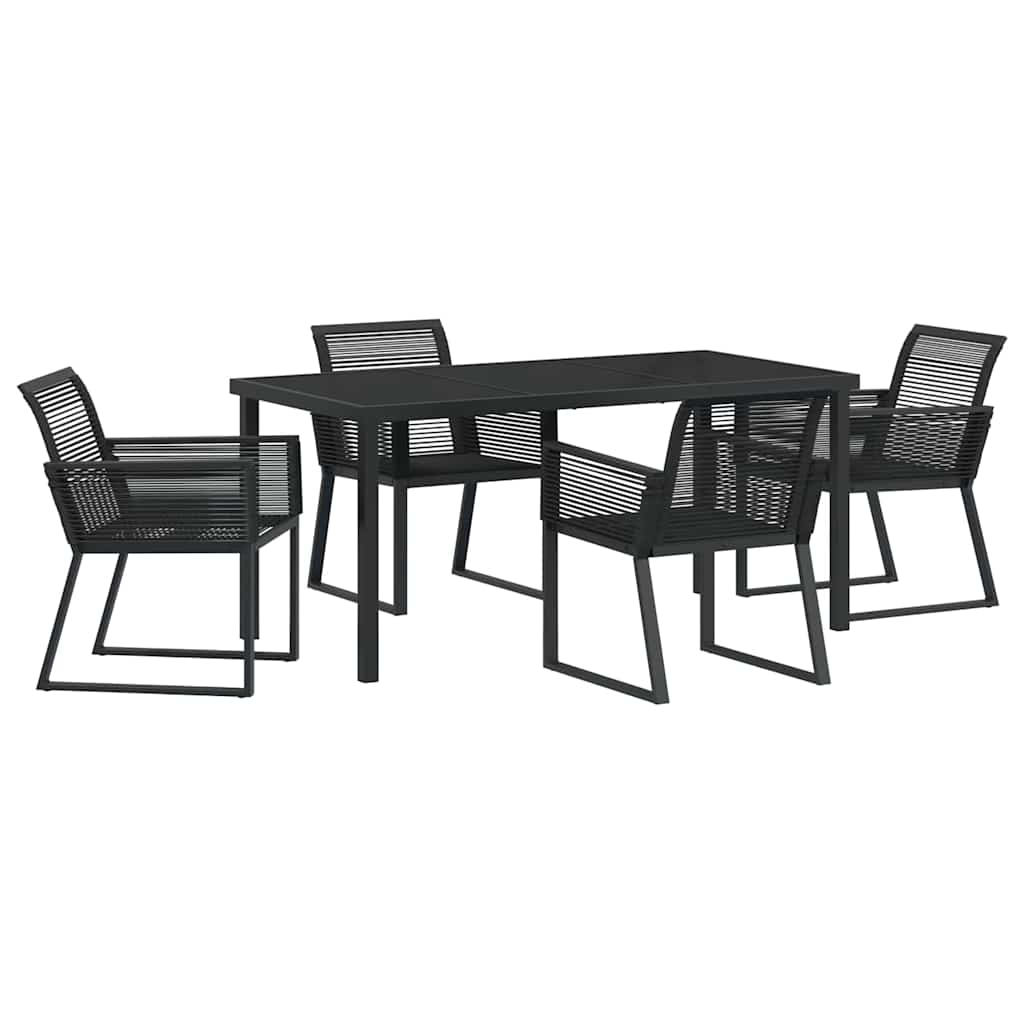 Garden Dining Set 5 pcs Black Powder-Coated Steel