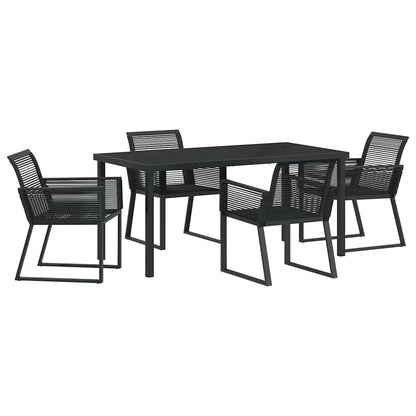 Garden Dining Set 5 pcs Black Powder-Coated Steel