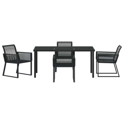 Garden Dining Set 5 pcs Black Powder-Coated Steel