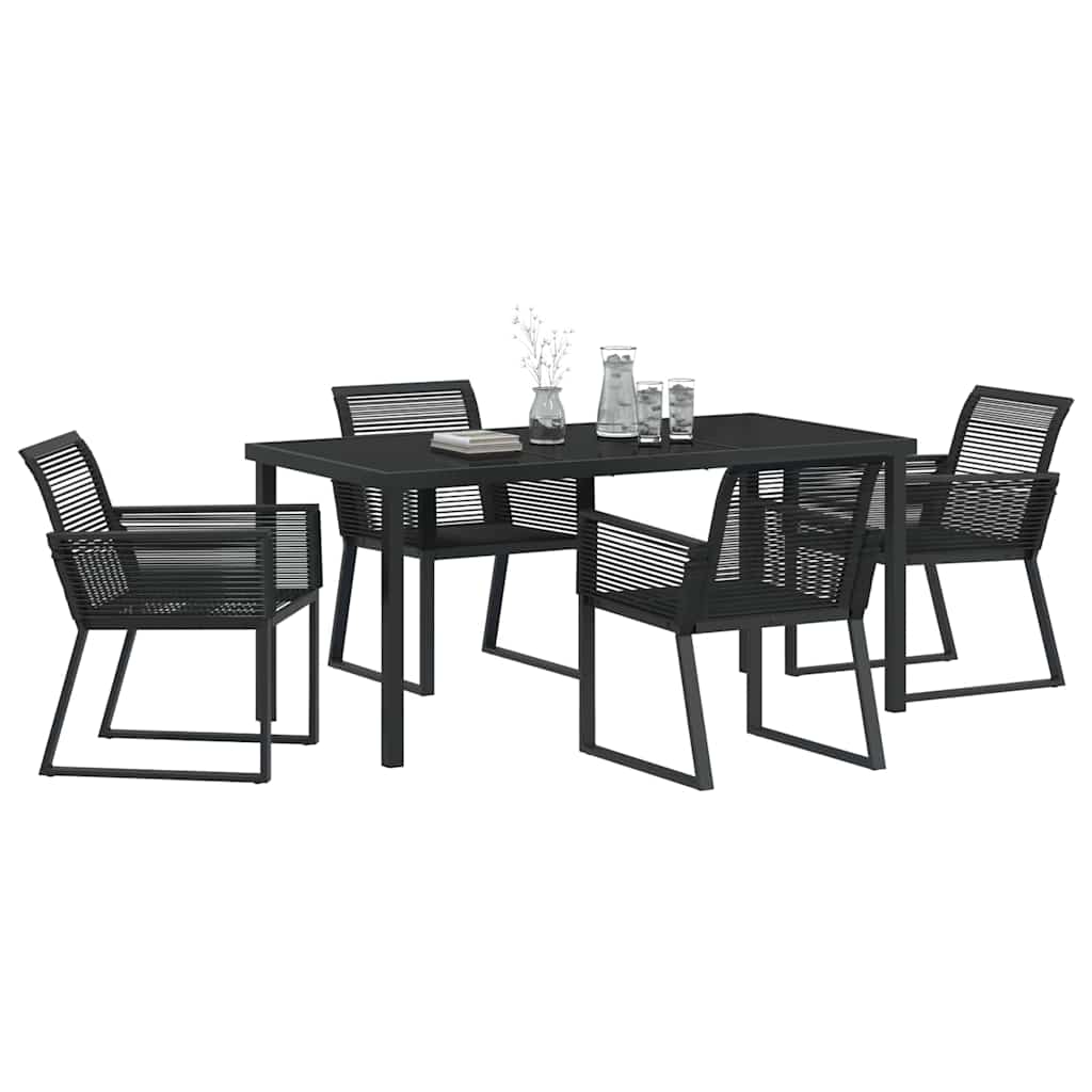 Garden Dining Set 5 pcs Black Powder-Coated Steel