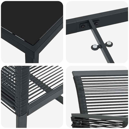 Garden Dining Set 7 pcs Black Powder-Coated Steel