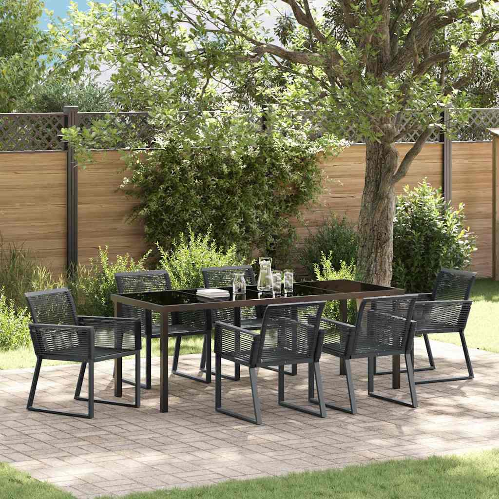Garden Dining Set 7 pcs Black Powder-Coated Steel