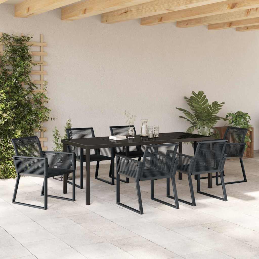 Garden Dining Set 7 pcs Black Powder-Coated Steel
