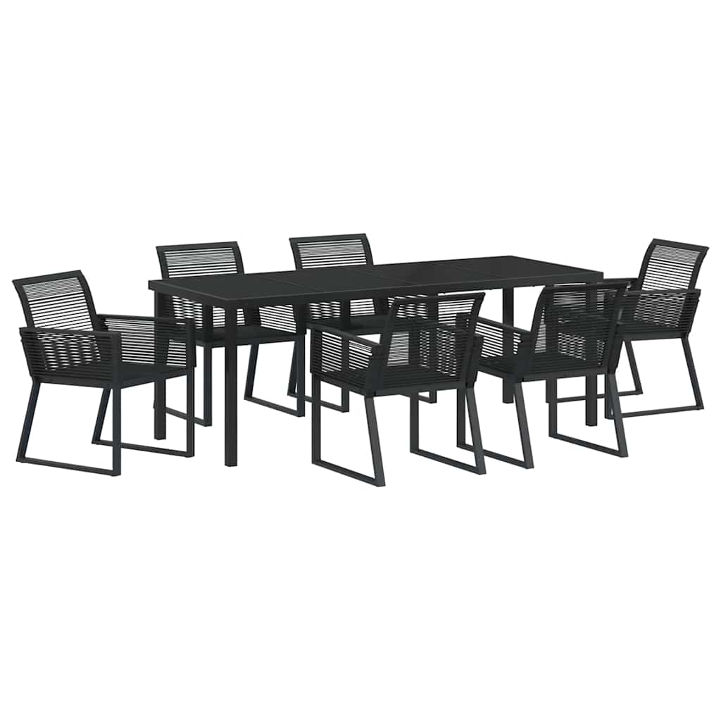 Garden Dining Set 7 pcs Black Powder-Coated Steel