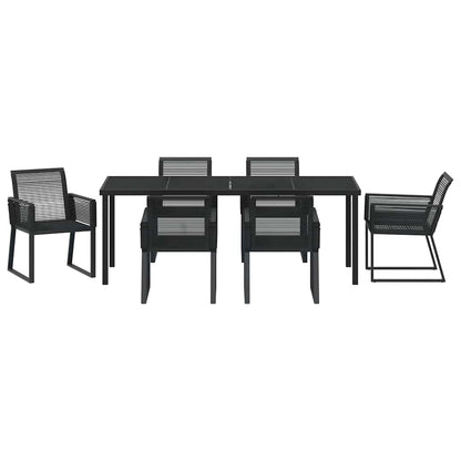 Garden Dining Set 7 pcs Black Powder-Coated Steel