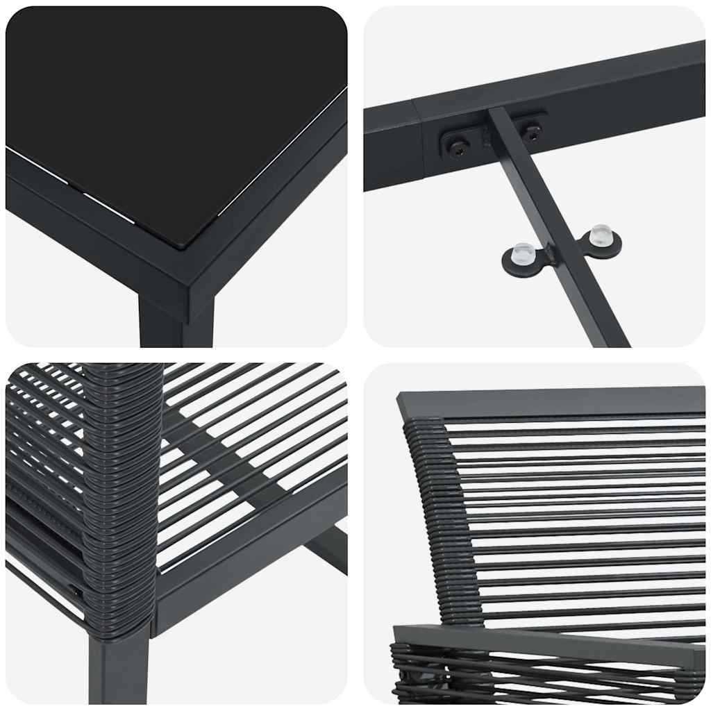 Garden Dining Set 9 pcs Black Powder-Coated Steel