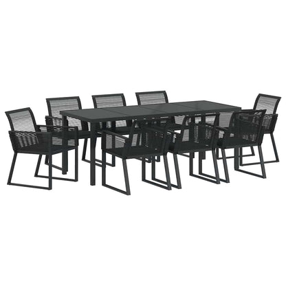 Garden Dining Set 9 pcs Black Powder-Coated Steel