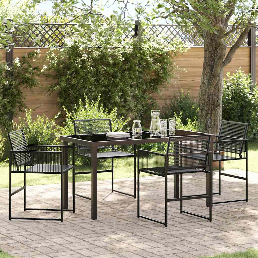 Garden Dining Set 5 pcs Black Powder-Coated Steel