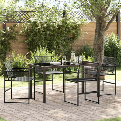 Garden Dining Set 5 pcs Black Powder-Coated Steel